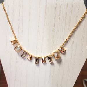 Touchstone Crystal by Swarovski necklace. Golden tone.